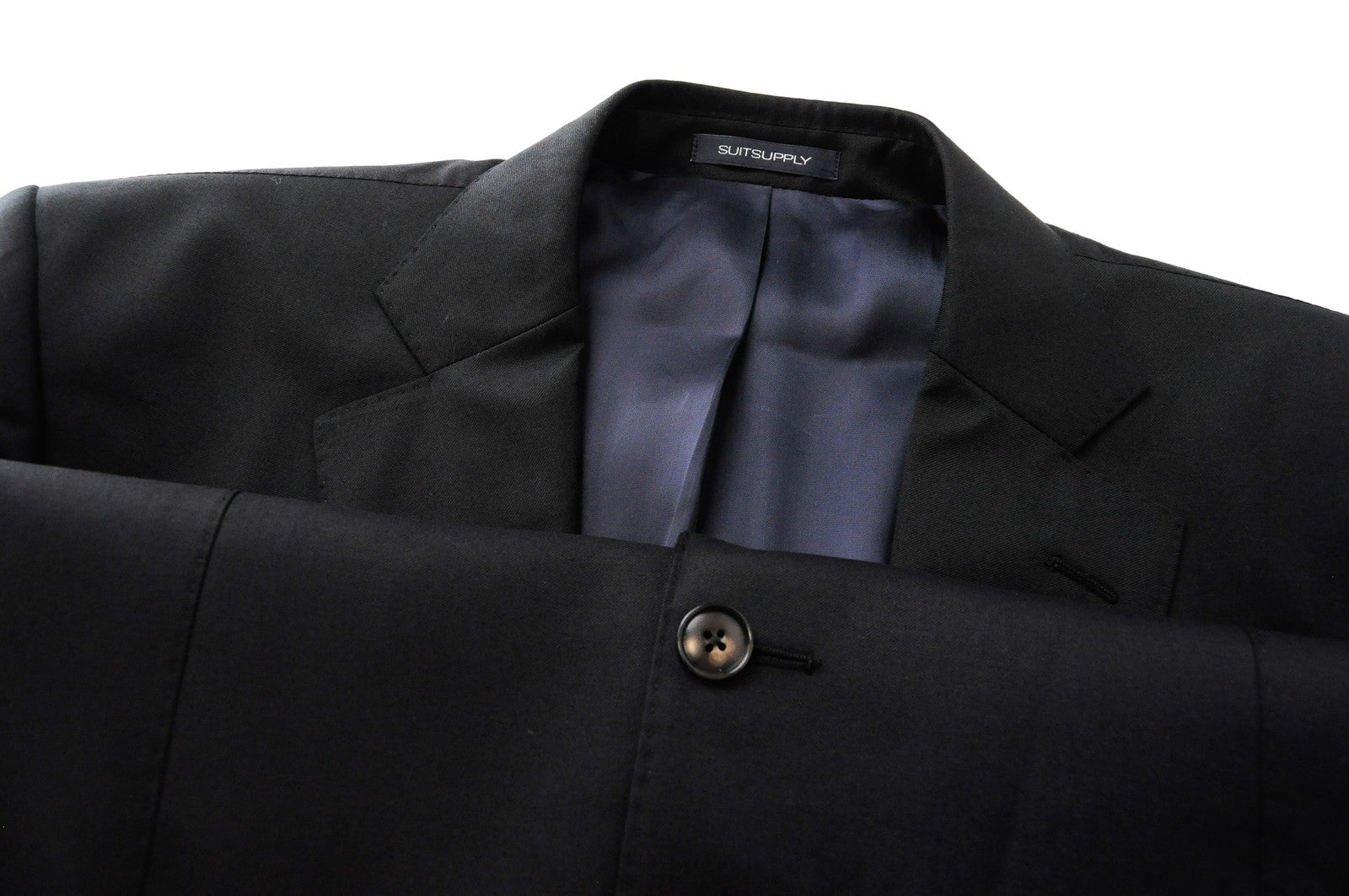 „SUITSUPPLY Napoli“ vyriškas švarkas, UK44L, tamsiai mėlyna, vilnonė „Super 110s“ suknelė su pamušalu. 