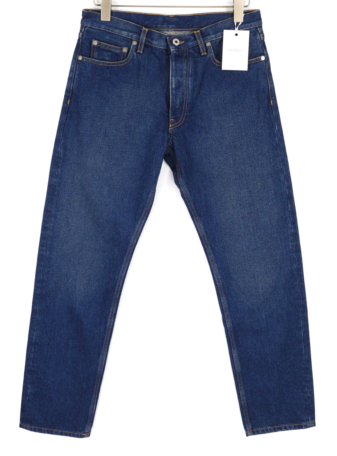 OFF-WHITE ARR Tapered Mens Jeans W31 Dark Blue Buttoned Pockets Washed RRP€650