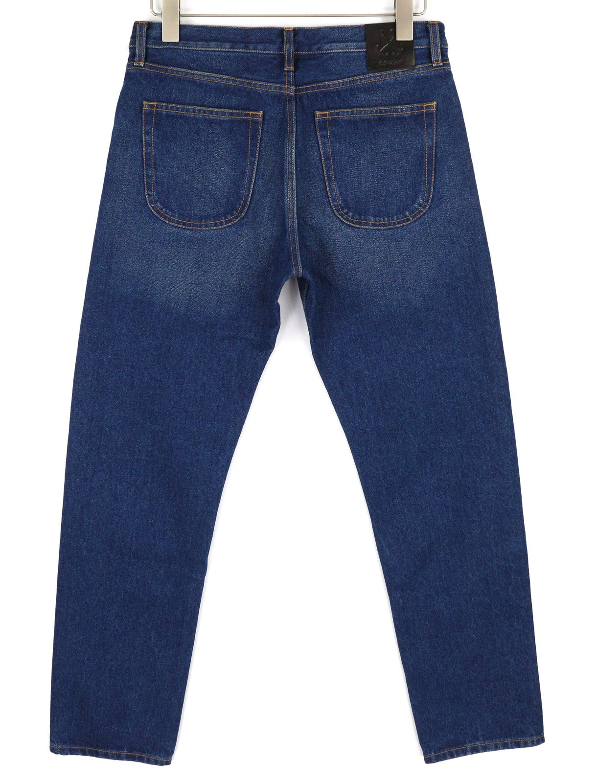 OFF-WHITE ARR Tapered Mens Jeans W31 Dark Blue Buttoned Pockets Washed RRP€650