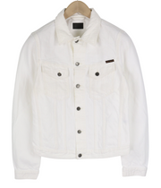 NUDIE Perry Mens Jacket S Organic White Buttoned Neck Pockets  Denim
