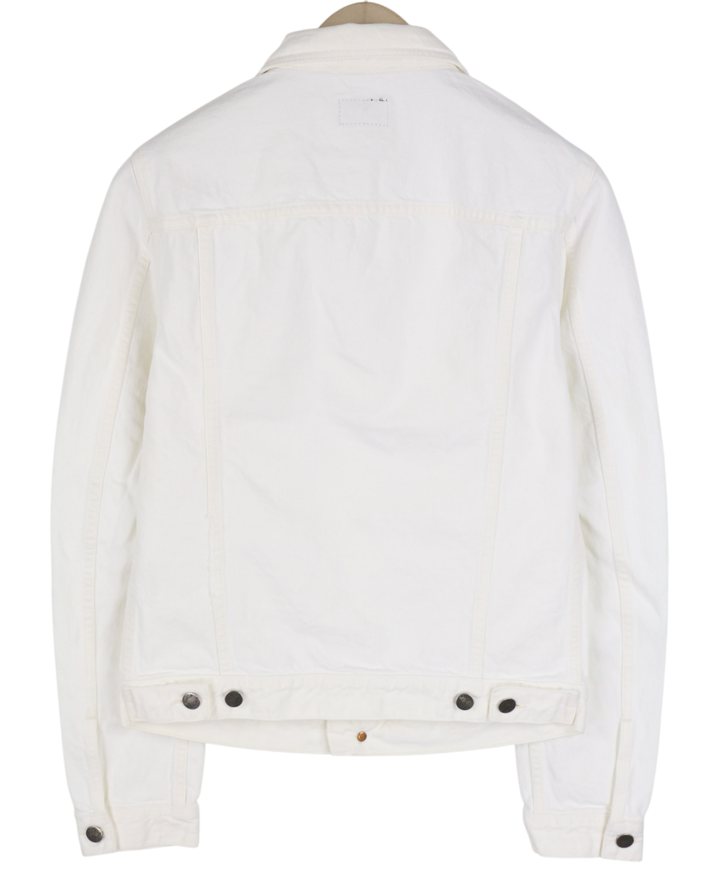 NUDIE Perry Mens Jacket S Organic White Buttoned Neck Pockets  Denim