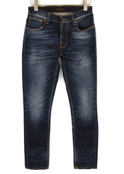 NUDIE Grim Tim Mens Jeans W29/L32 Bossa Jukta Organic Cotton Washed Dark Blue