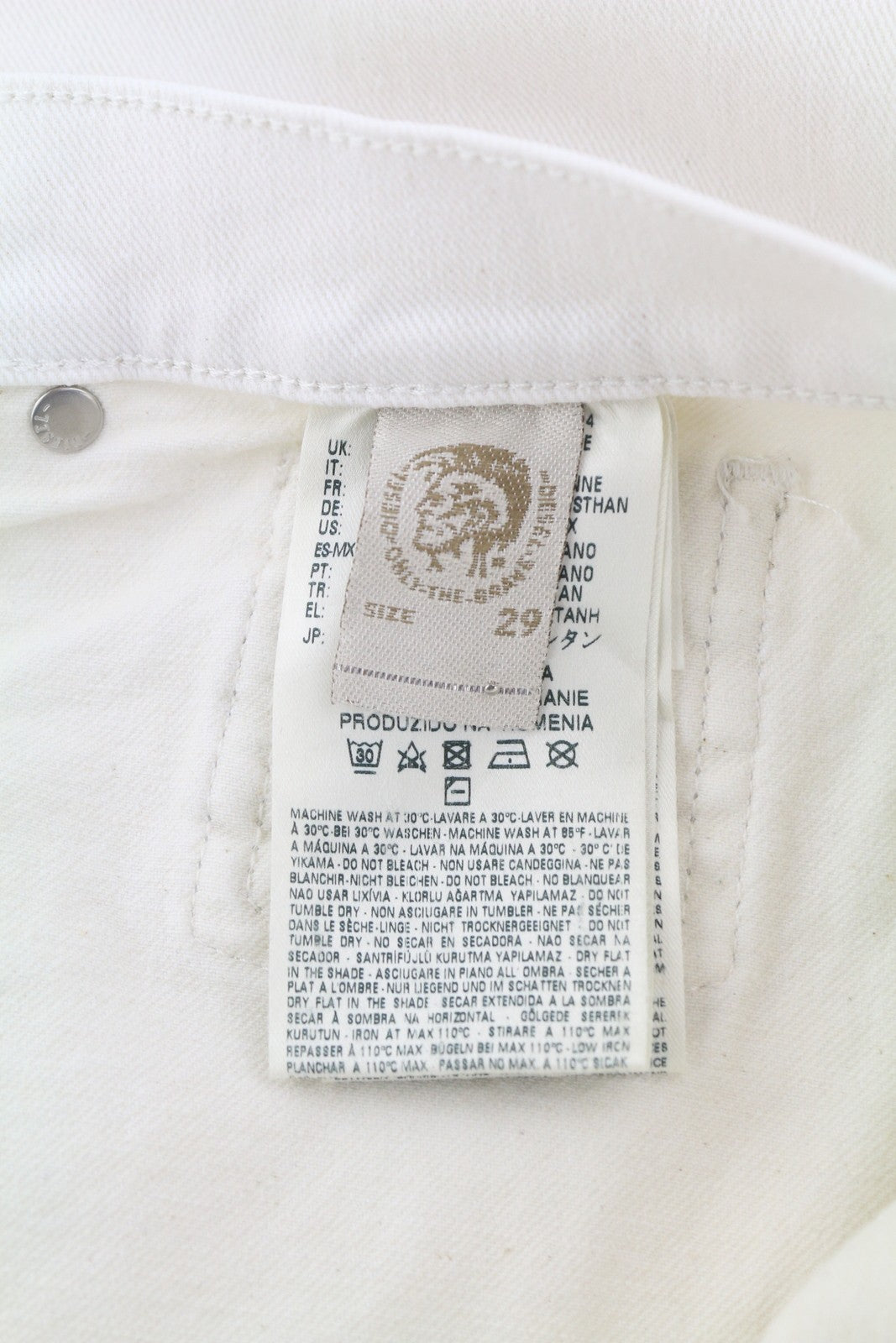 DIESEL Sandyb-Patch 0672Y Women Jeans W29/L34 Regular Slim Bootcut Stretch White