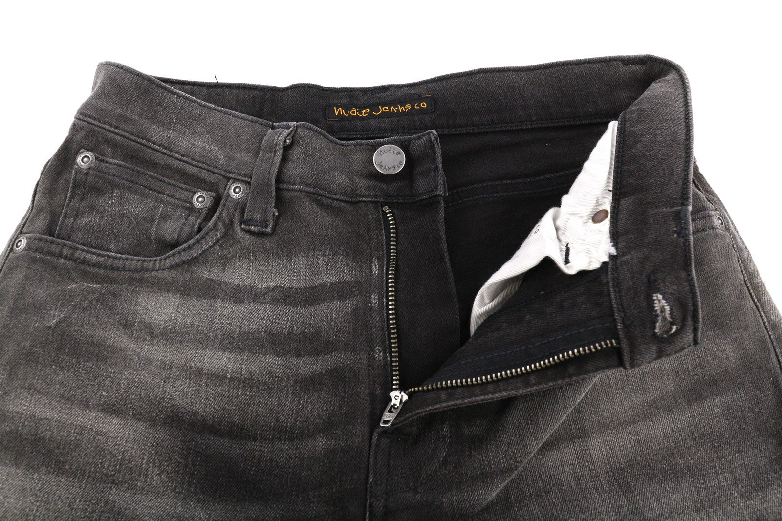 NUDIE Pipe Led Mens Jeans W28/L32 Grey Marble Organic Slim  Washed Effect