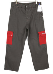 OFF-WHITE Script Canv Cargo Mens Trousers W32 Buttoned Red Pockets RRP€550