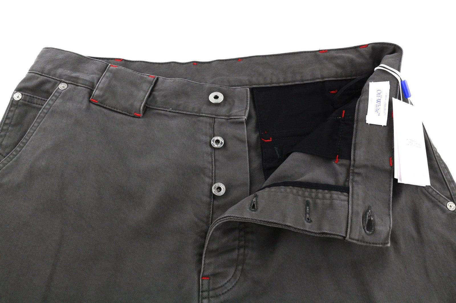 OFF-WHITE Script Canv Cargo Mens Trousers W32 Buttoned Red Pockets RRP€550