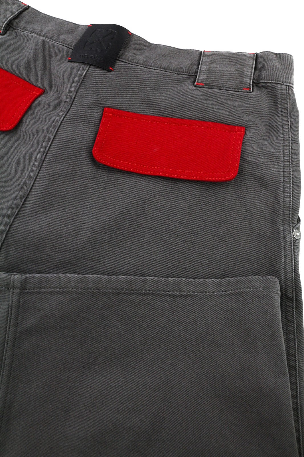 OFF-WHITE Script Canv Cargo Mens Trousers W32 Buttoned Red Pockets RRP€550