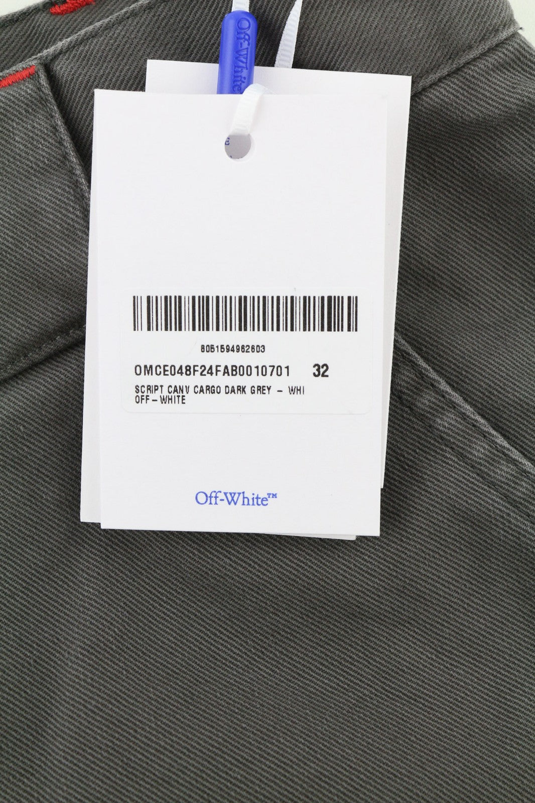 OFF-WHITE Script Canv Cargo Mens Trousers W32 Buttoned Red Pockets RRP€550