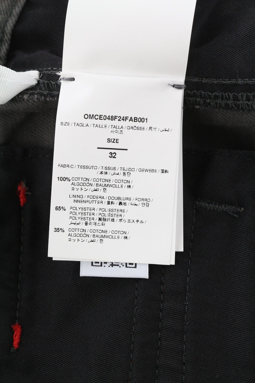 OFF-WHITE Script Canv Cargo Mens Trousers W32 Buttoned Red Pockets RRP€550