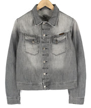 NUDIE Conny Mens Jacket M Sunbleached Black Buttoned  Cotton Washed Grey