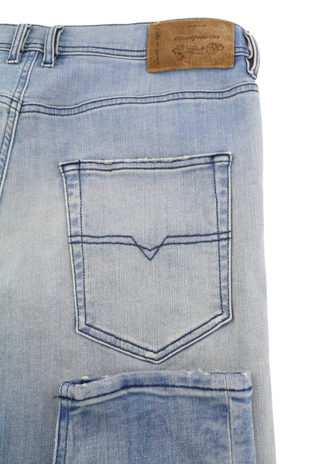 DIESEL Kly-Nr 087AB Men Jeans W32 Denim Washed Blue Jogg Distress Slim Fit Aged