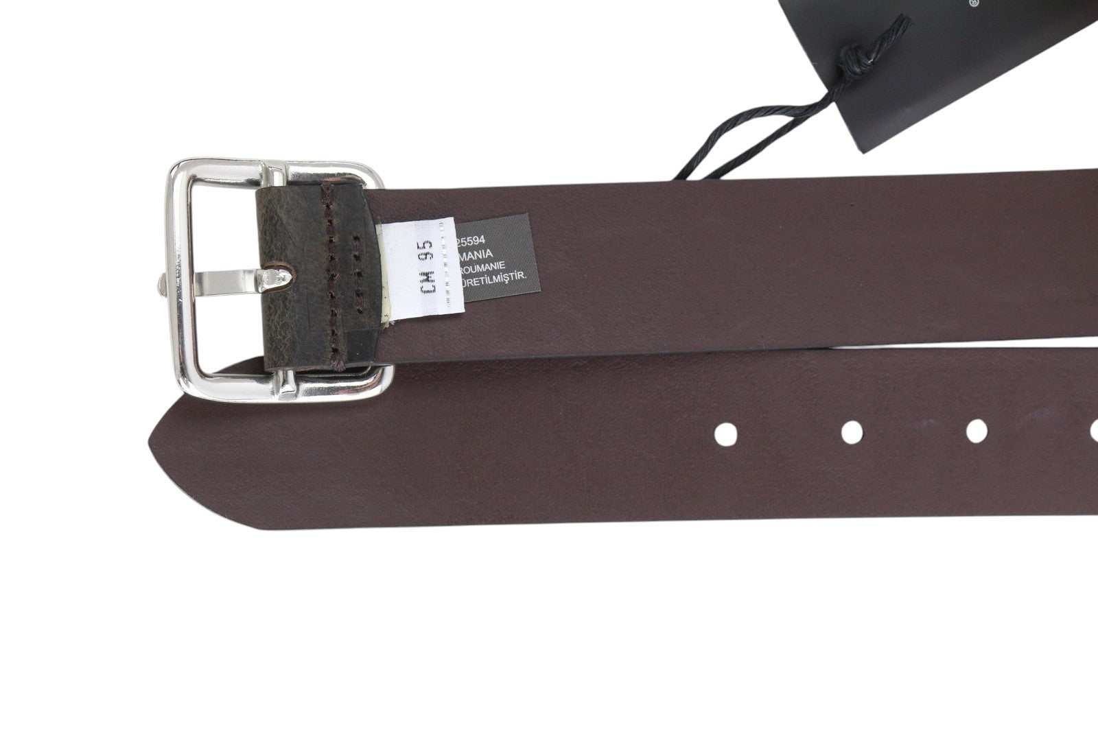 DIESEL B-Billover Men's Belt 95 CM Dark Brown Leather Printed Silver Tone Buckle