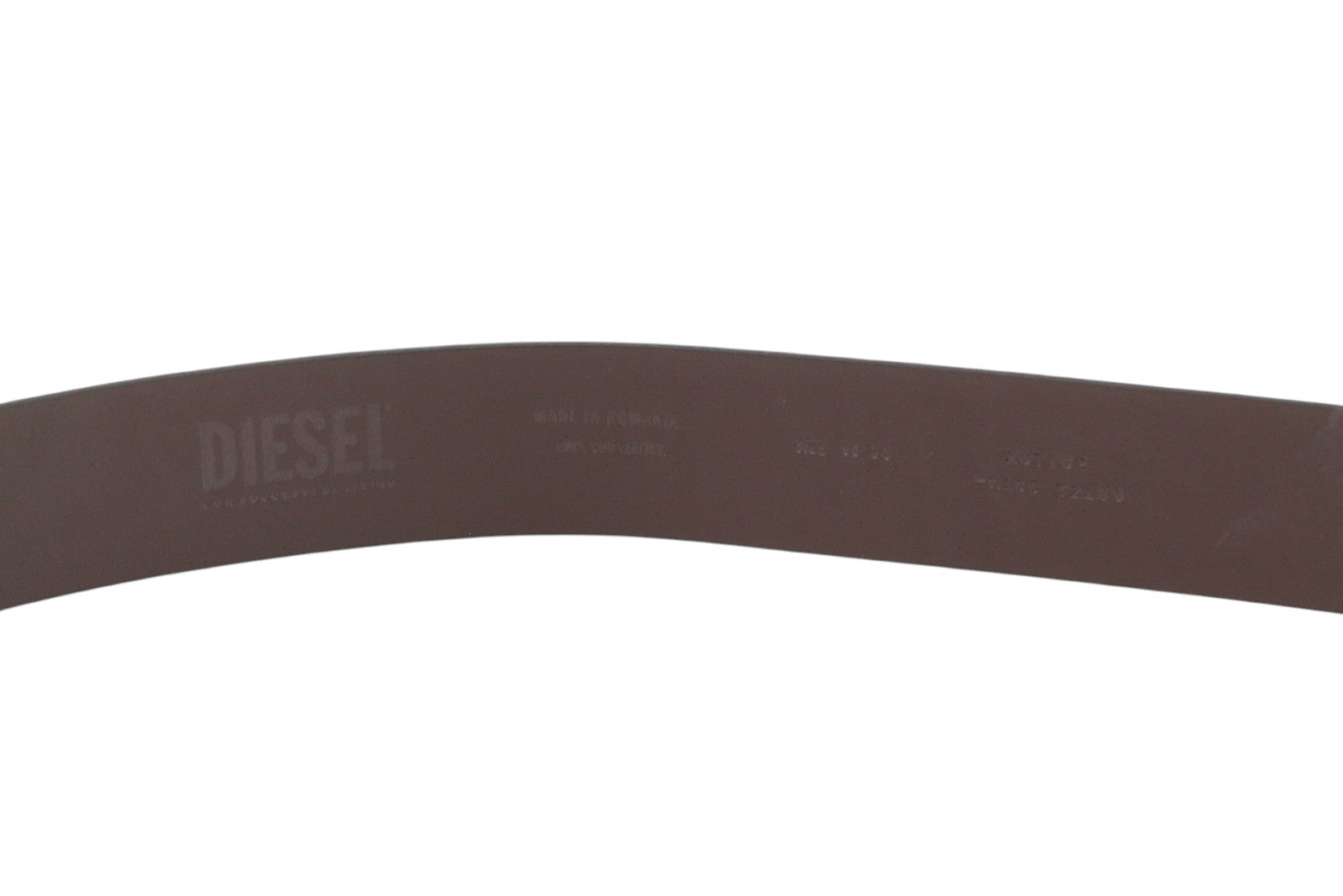DIESEL B-Billover Men's Belt 95 CM Dark Brown Leather Printed Silver Tone Buckle