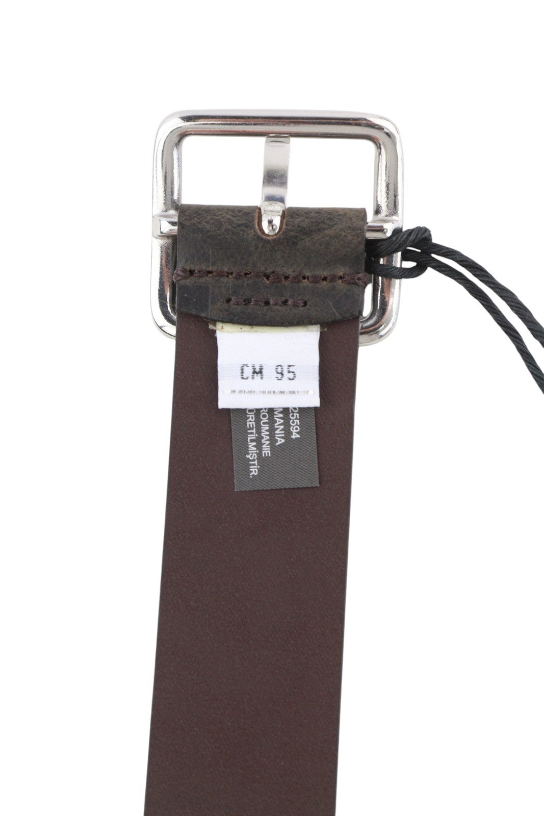 DIESEL B-Billover Men's Belt 95 CM Dark Brown Leather Printed Silver Tone Buckle