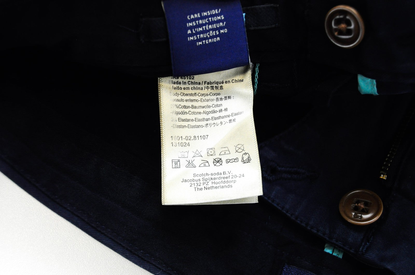 SCOTCH & SODA Ams Couture Shorts W28 Mens Navy Dyed Cotton Stretchy Slit Pocket