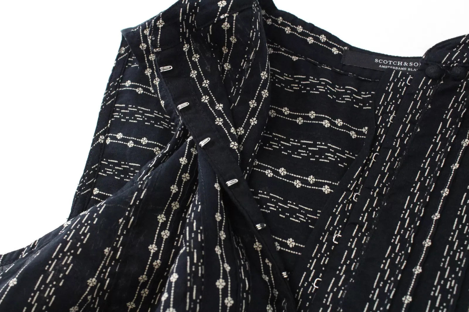 MAISON SCOTCH Women's Top S Cropped Floral Tasselled Hook & Loop Closure Blouse