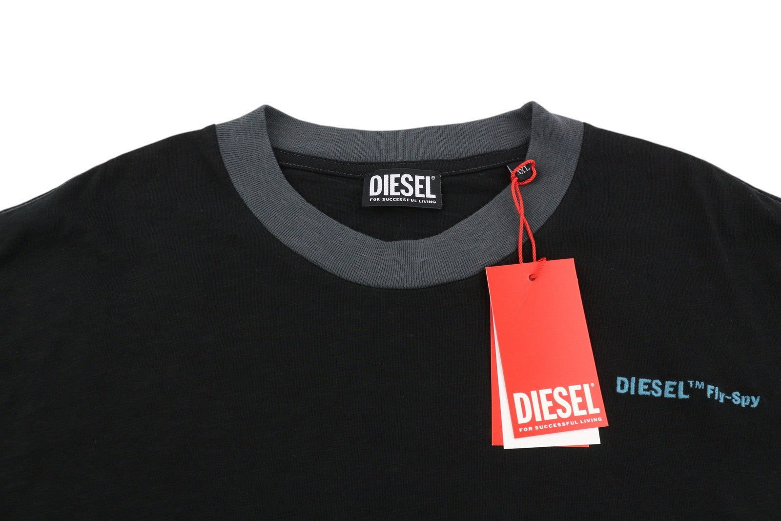 DIESEL T-Justle-LS-E9 Mens T-Shirt 3XL Black Long Sleeve Crew Neck RRP€135