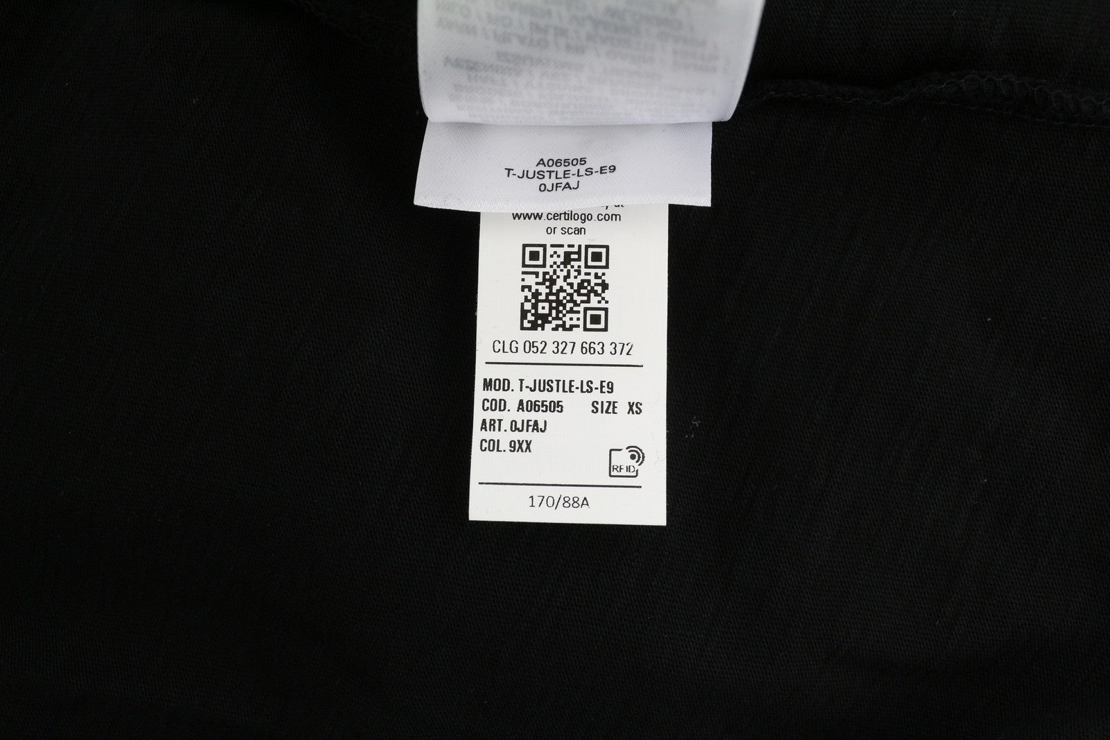 DIESEL T-Justle-LS-E9 Mens T-Shirt XS Black Long Sleeve Crew Neck  RRP€135