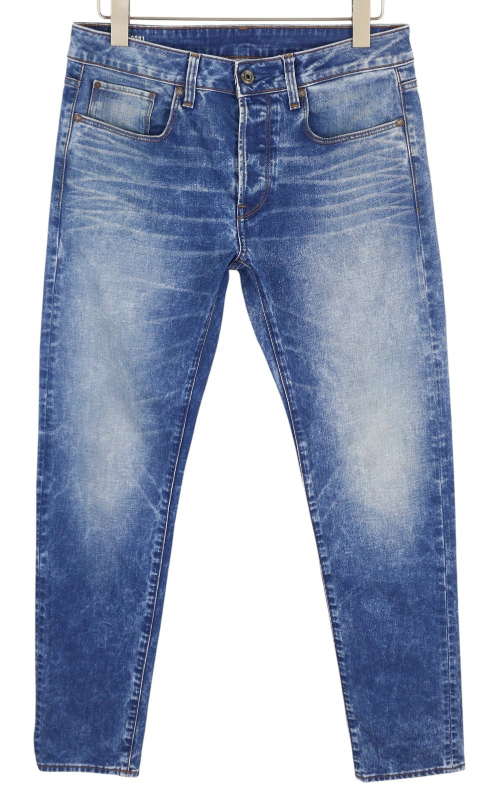 G-STAR 3301 Slim Men Jeans W31/L32 Denim Blue Washed Button Fly Logo 5-Pockets