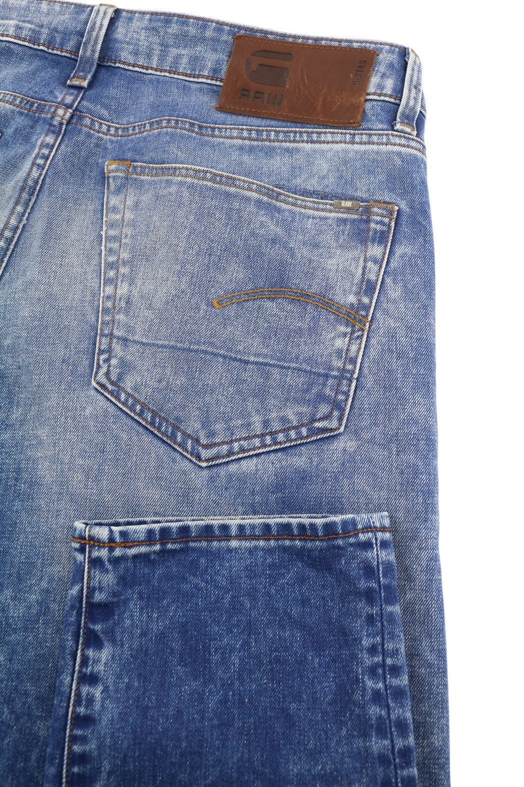 G-STAR 3301 Slim Men Jeans W31/L32 Denim Blue Washed Button Fly Logo 5-Pockets