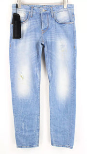 TAKESHY KUROSAWA vyriški džinsai W34 Slim su sagomis, sendinto džinso imitacija 