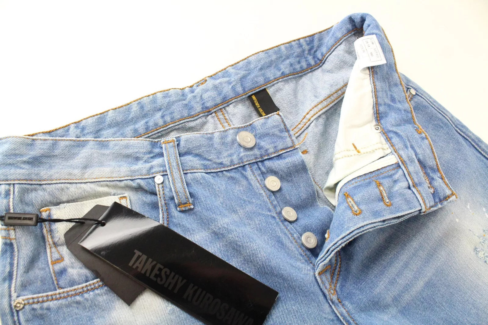 TAKESHY KUROSAWA vyriški džinsai W34 Slim su sagomis, sendinto džinso imitacija 