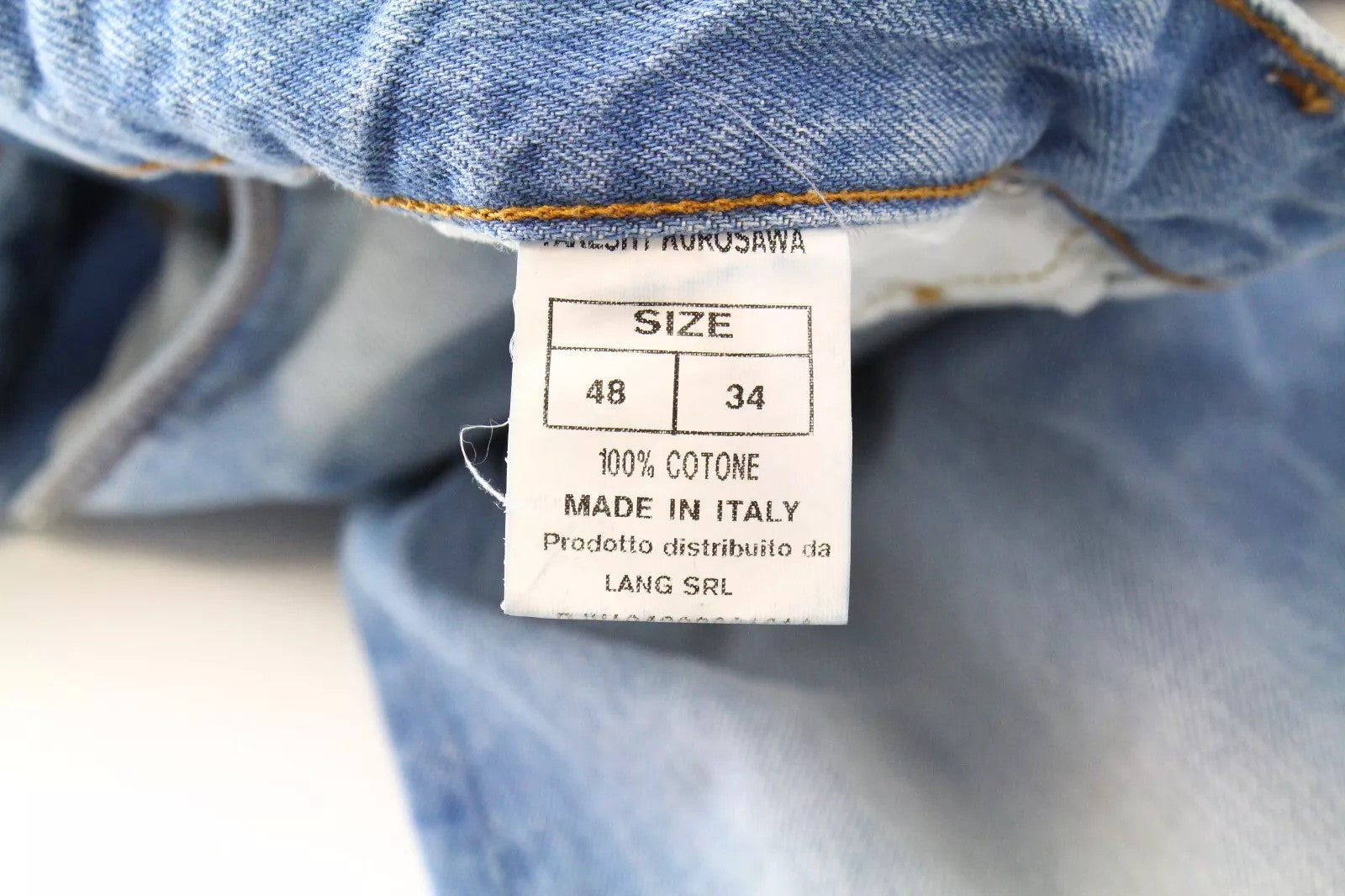 TAKESHY KUROSAWA vyriški džinsai W34 Slim su sagomis, sendinto džinso imitacija 