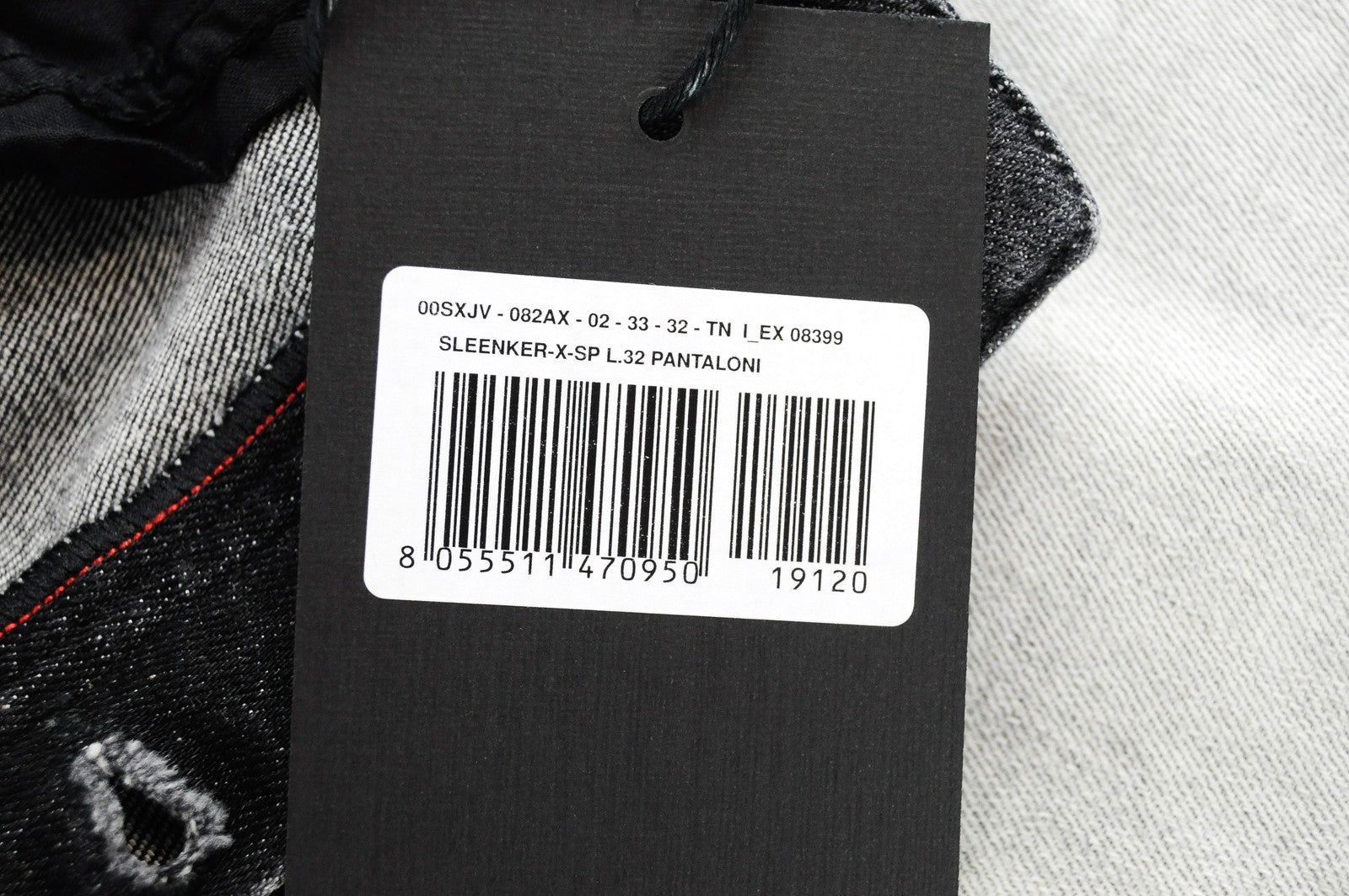 DIESEL Sleenker-X-SP 082AX Mens Jeans W33/L32 Grey Slim Skinny Cotton Stretch