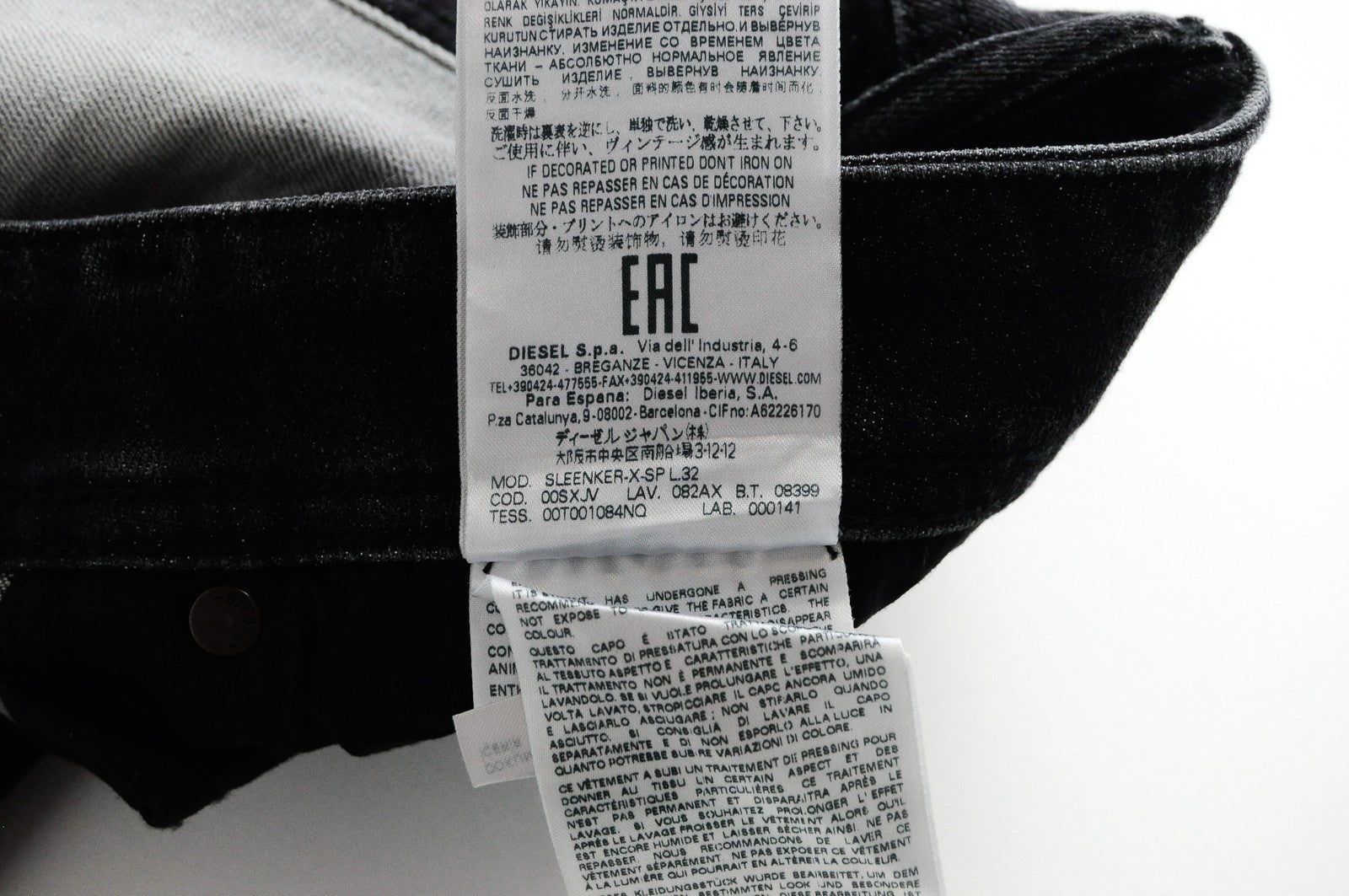 DIESEL Sleenker-X-SP 082AX Mens Jeans W33/L32 Grey Slim Skinny Cotton Stretch