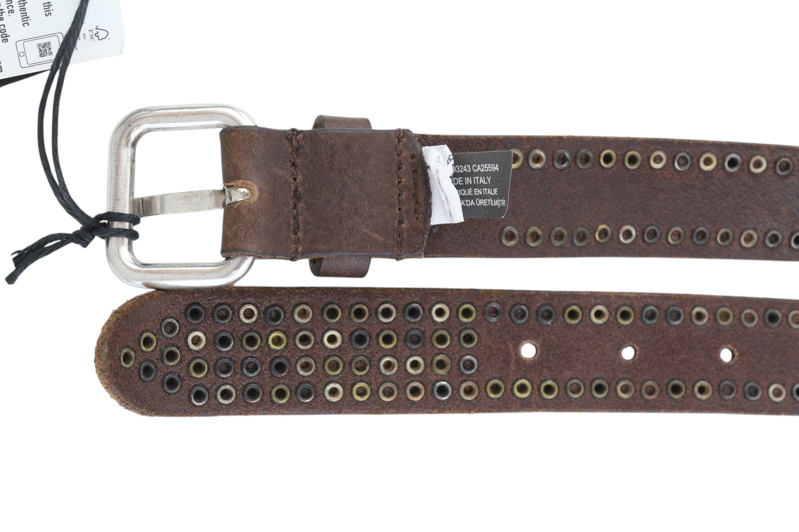 DIESEL B-Ost Men Belt 95 CM Mid Brown Silver Tone Details Buckle RRP€200