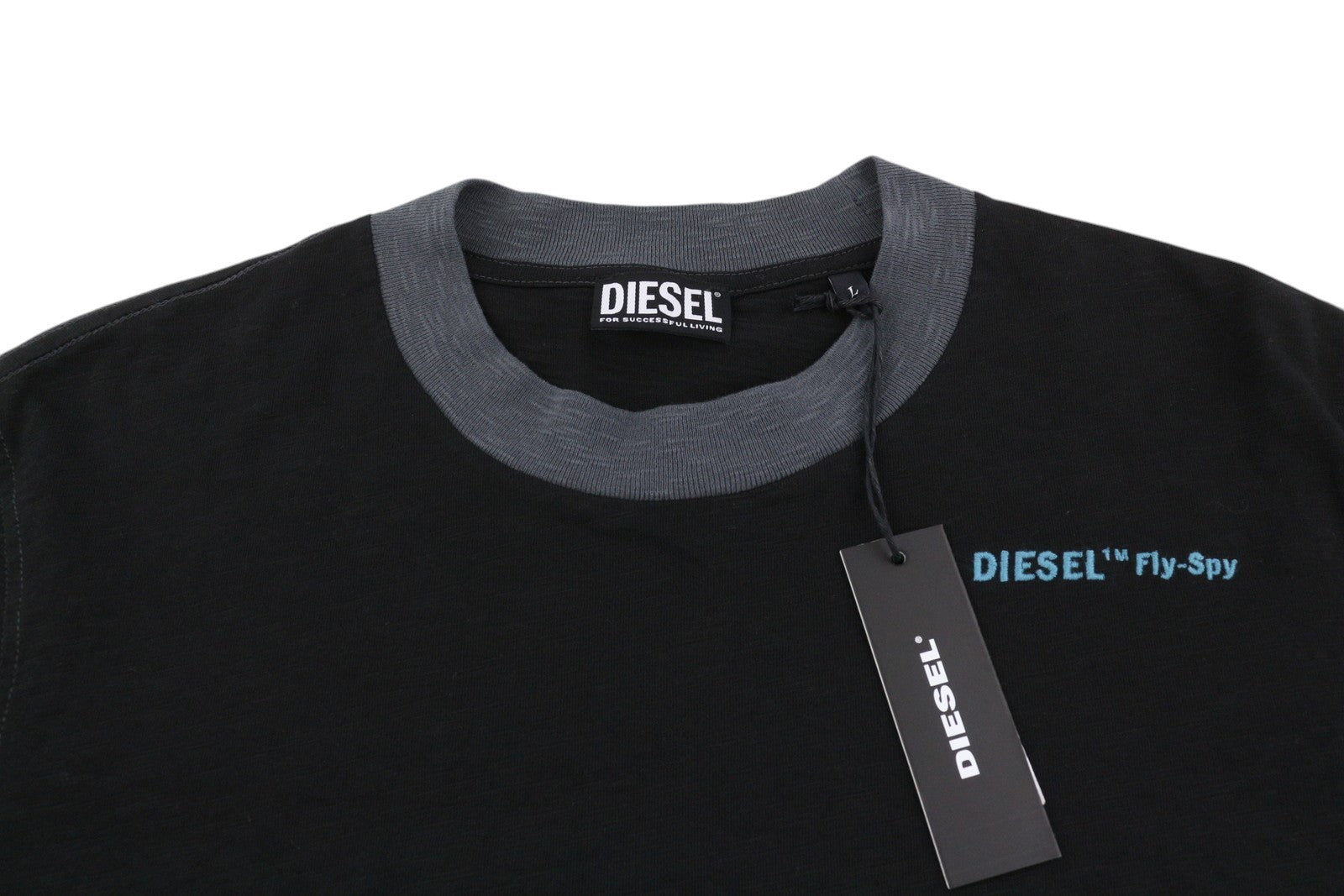 DIESEL T-Justle-LS-E9 Mens T-Shirt L Black Long Sleeve Crew Collar RRP€135