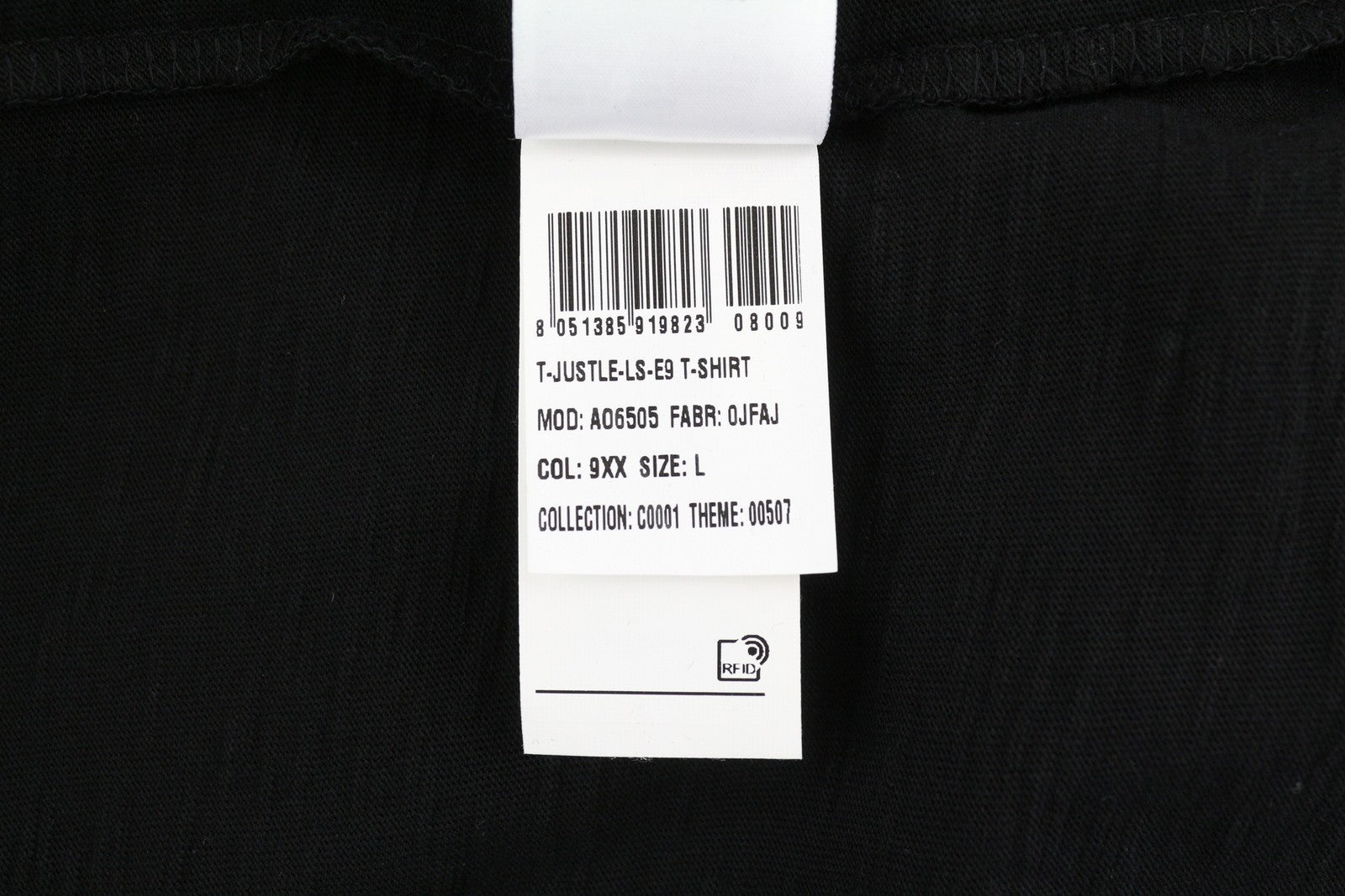 DIESEL T-Justle-LS-E9 Mens T-Shirt L Black Long Sleeve Crew Collar RRP€135