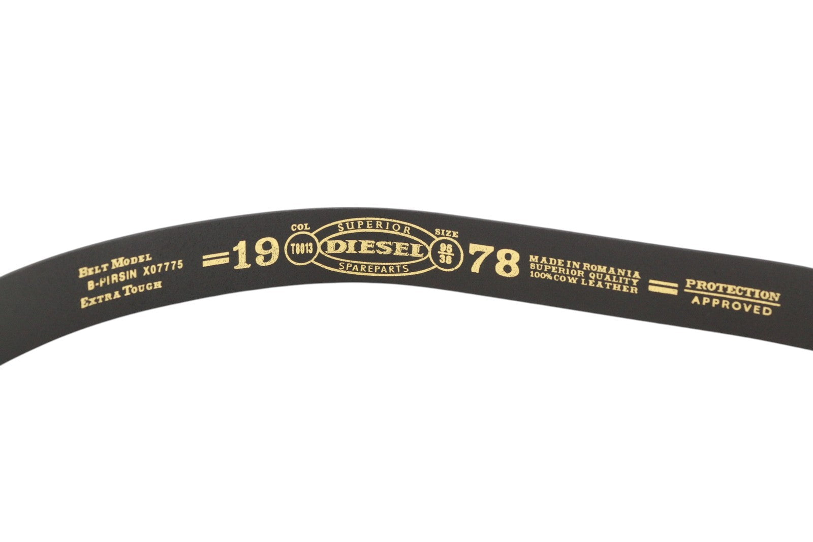 DIESEL B-Pirsin Men Belt 95 CM Black Leather Buckle Logo Leather Extra Touch