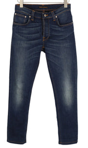 NUDIE JEANS Grim Tim Men Jeans W31/~L30 Washed Denim Deep Blue Slim Fit Button