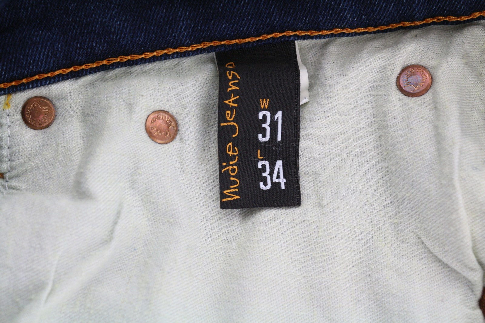 NUDIE JEANS Grim Tim Men Jeans W31/~L30 Washed Denim Deep Blue Slim Fit Button