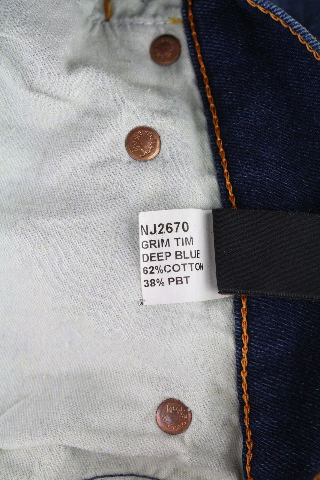 NUDIE JEANS Grim Tim Men Jeans W31/~L30 Washed Denim Deep Blue Slim Fit Button