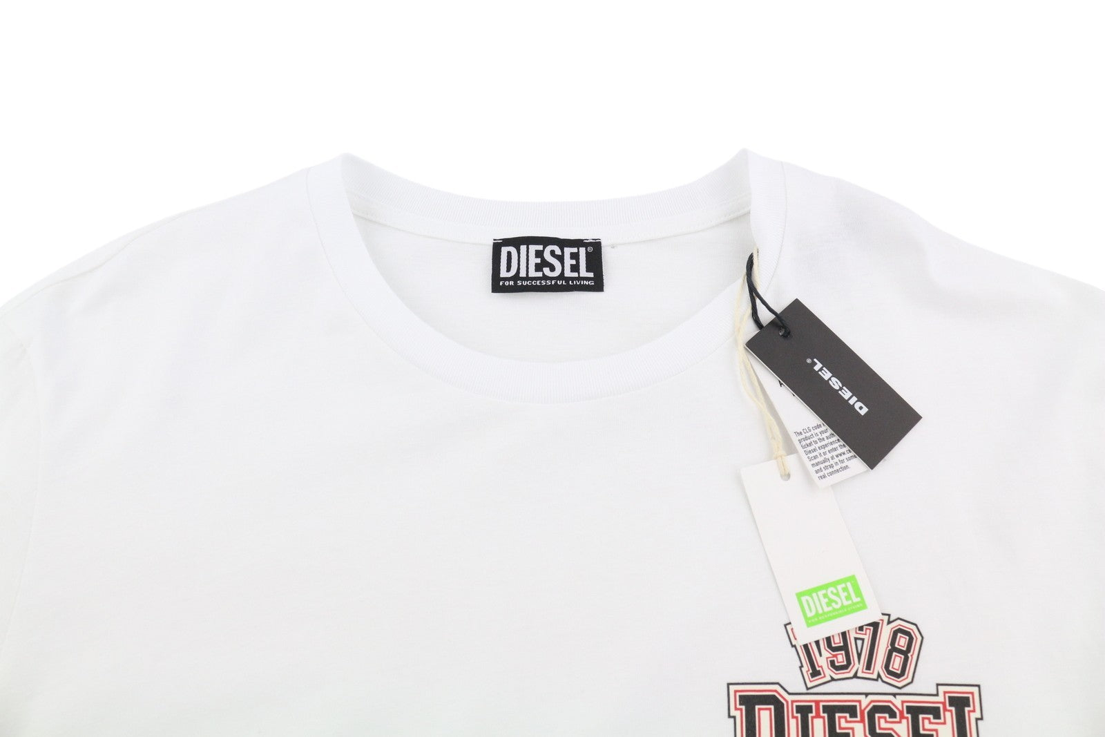 DIESEL T-Diegos-LS-K27 Mens T-Shirt XL White Cotton Long Sleeve Crew Neck