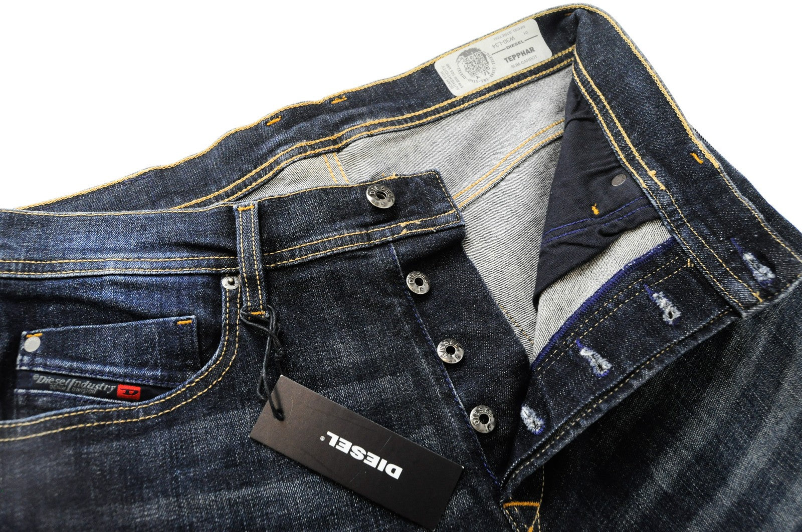 DIESEL Tepphar RFE03 Mens Jeans W30 L34 Slim Carrot  5-Pocket Blue Cotton