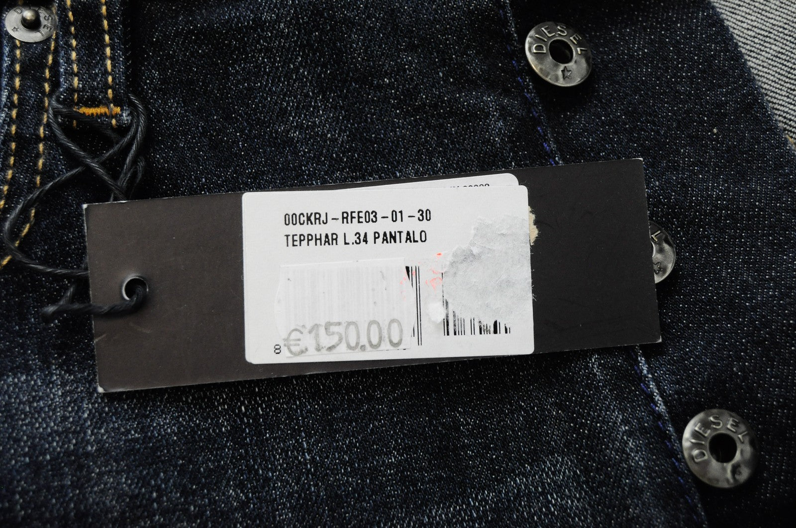 DIESEL Tepphar RFE03 Mens Jeans W30 L34 Slim Carrot  5-Pocket Blue Cotton