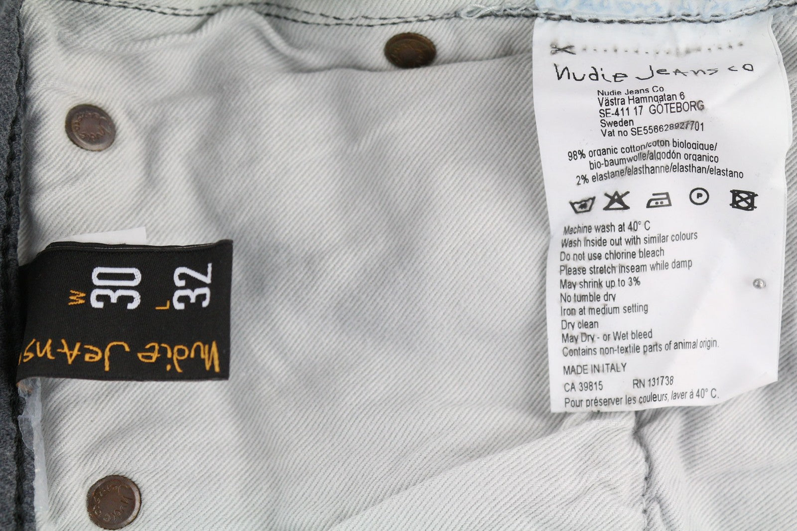 NUDIE JEANS Thin Finn Mens Jeans W30/L32 Slim  Grey Cotton Elastane Faded Wash