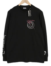 DIESEL T-Just-LS-B52 Mens T-Shirt L Black Crew Collar Long Sleeve Tricot RRP€90