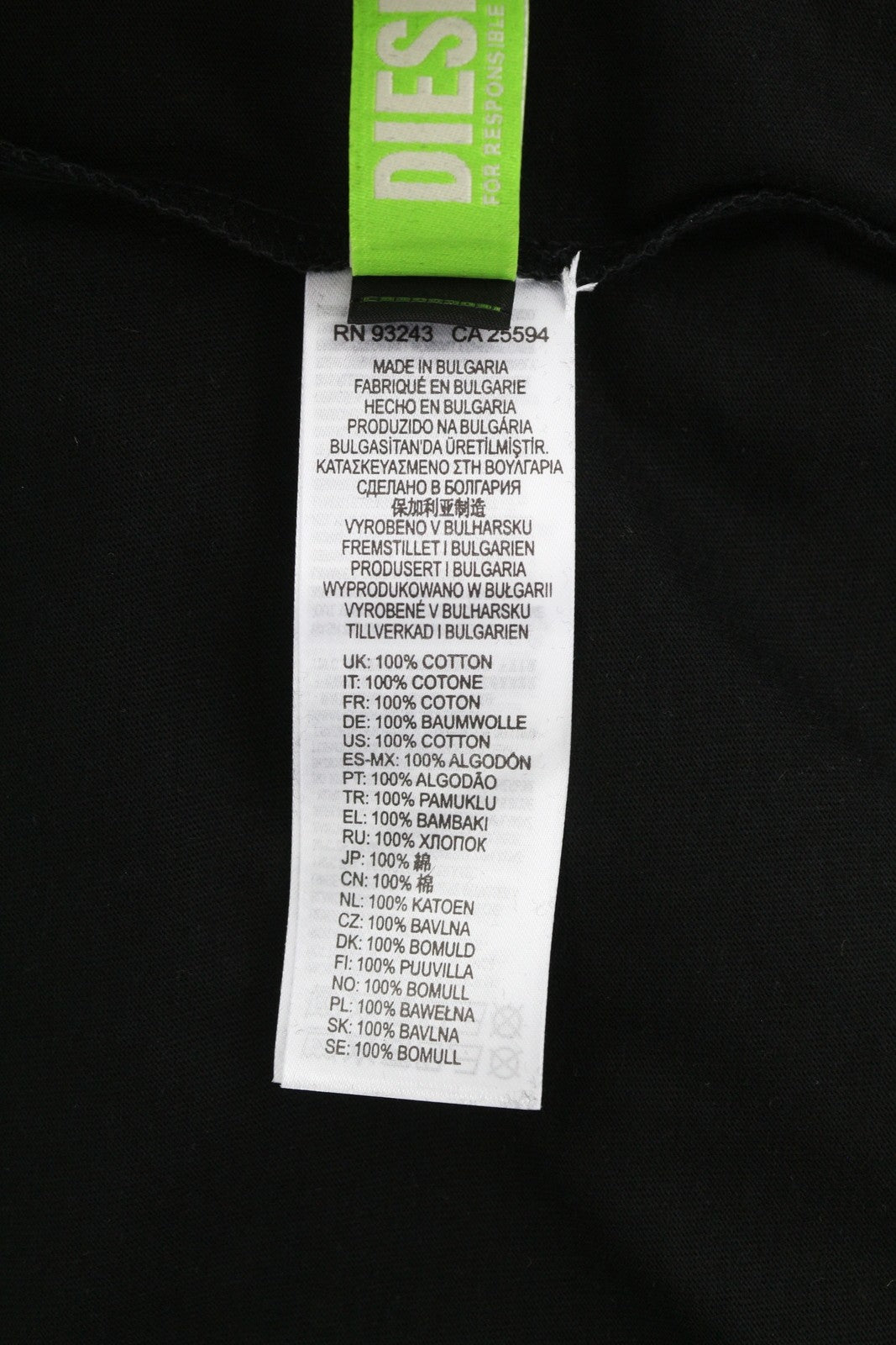 DIESEL T-Just-LS-B52 Mens T-Shirt L Black Crew Collar Long Sleeve Tricot RRP€90