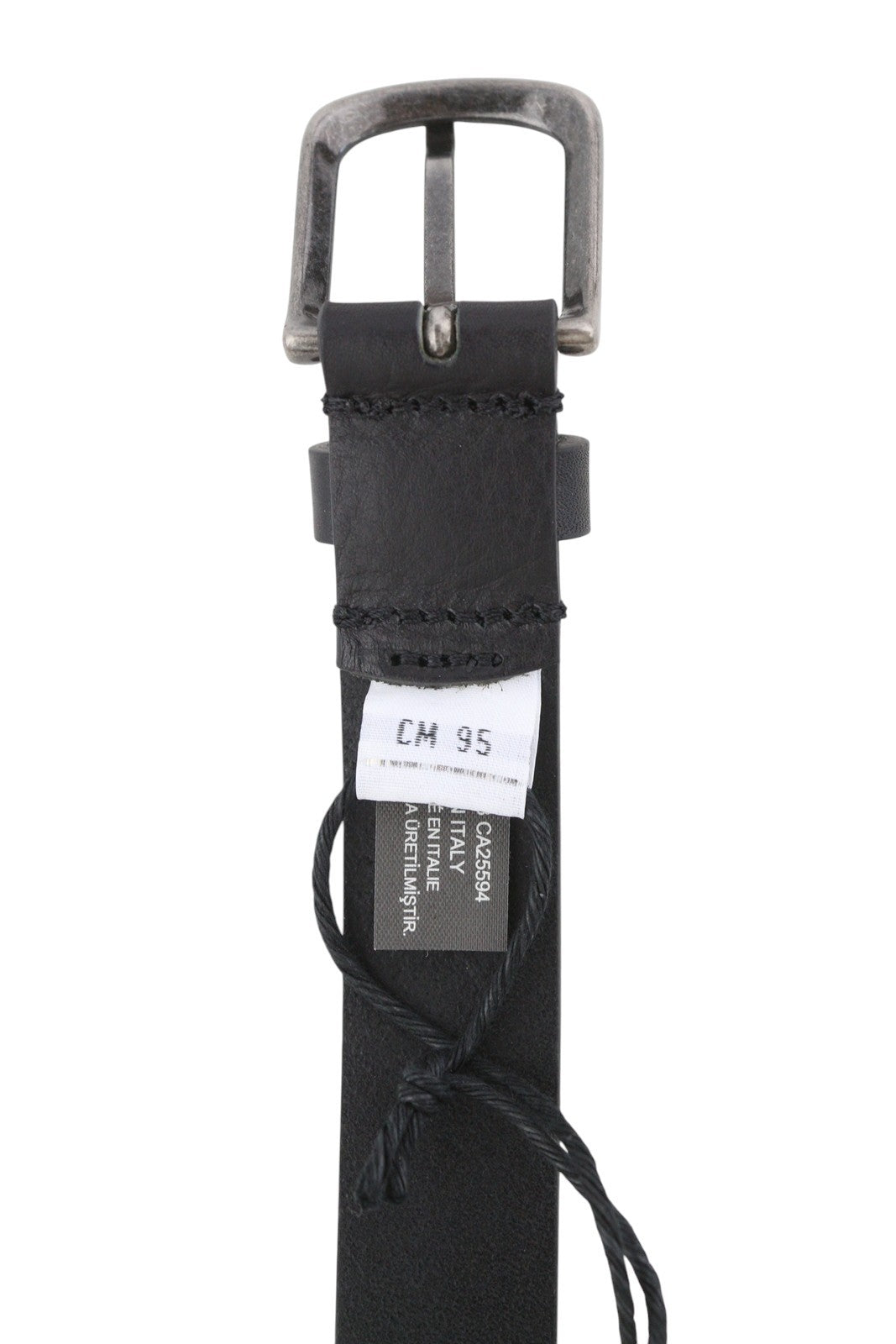 DIESEL B-Inary Men Belt 95 CM Black Leather Silver Tone Details Buckle RRP€200