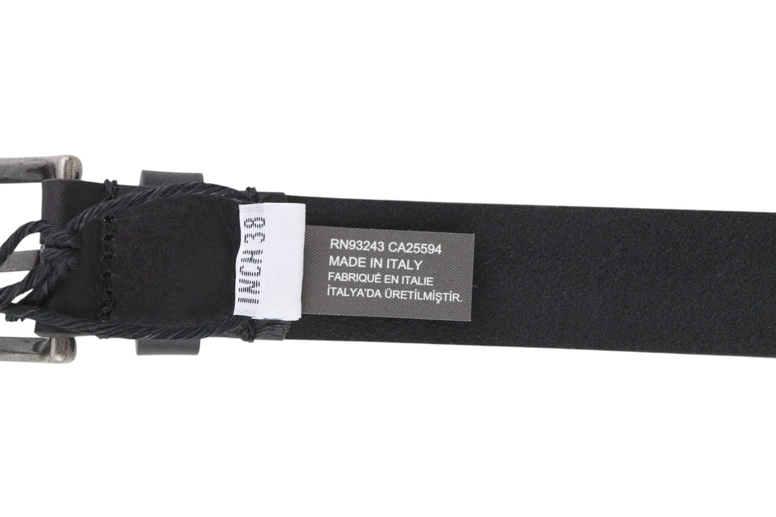 DIESEL B-Inary Men Belt 95 CM Black Leather Silver Tone Details Buckle RRP€200