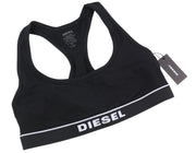 DIESEL Ufsb-Miley Top Women Sports Bra S Black Stretch Comfort Sleeveless Dark