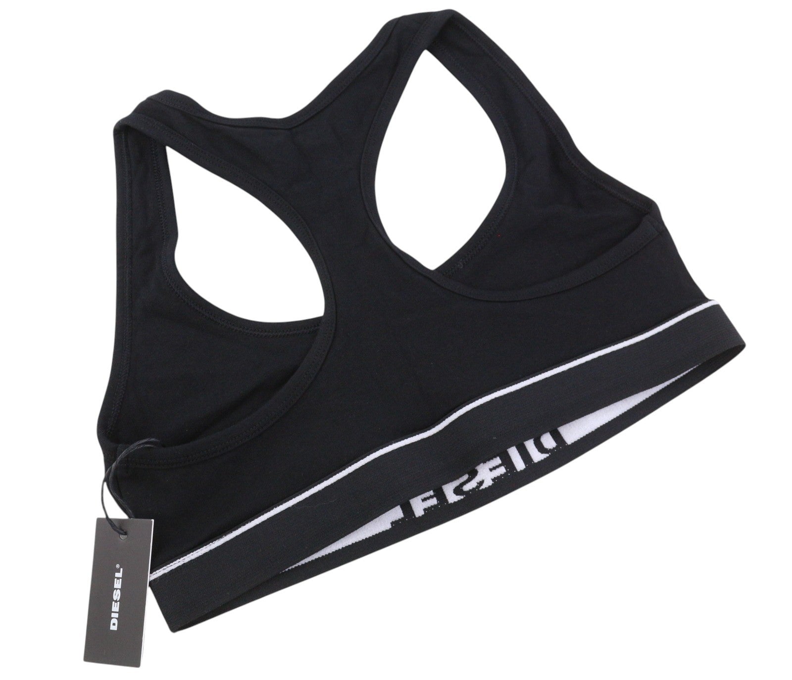 DIESEL Ufsb-Miley Top Women Sports Bra S Black Stretch Comfort Sleeveless Dark