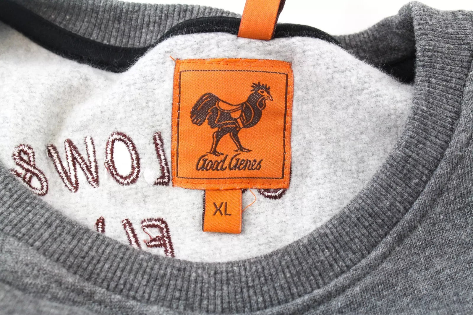 GOOD GENES Men`s Sweatshirt XL Long Sleeved Grey Cotton Blend Logo Pullover