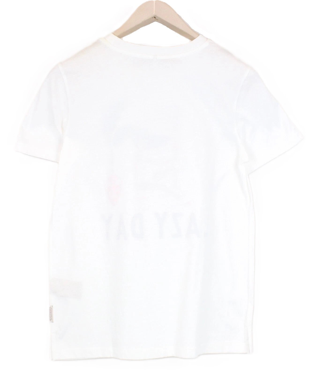 MAISON SCOTCH Women`s T-Shirt ~S Off-White Logo Pure Cotton Short Sleeve