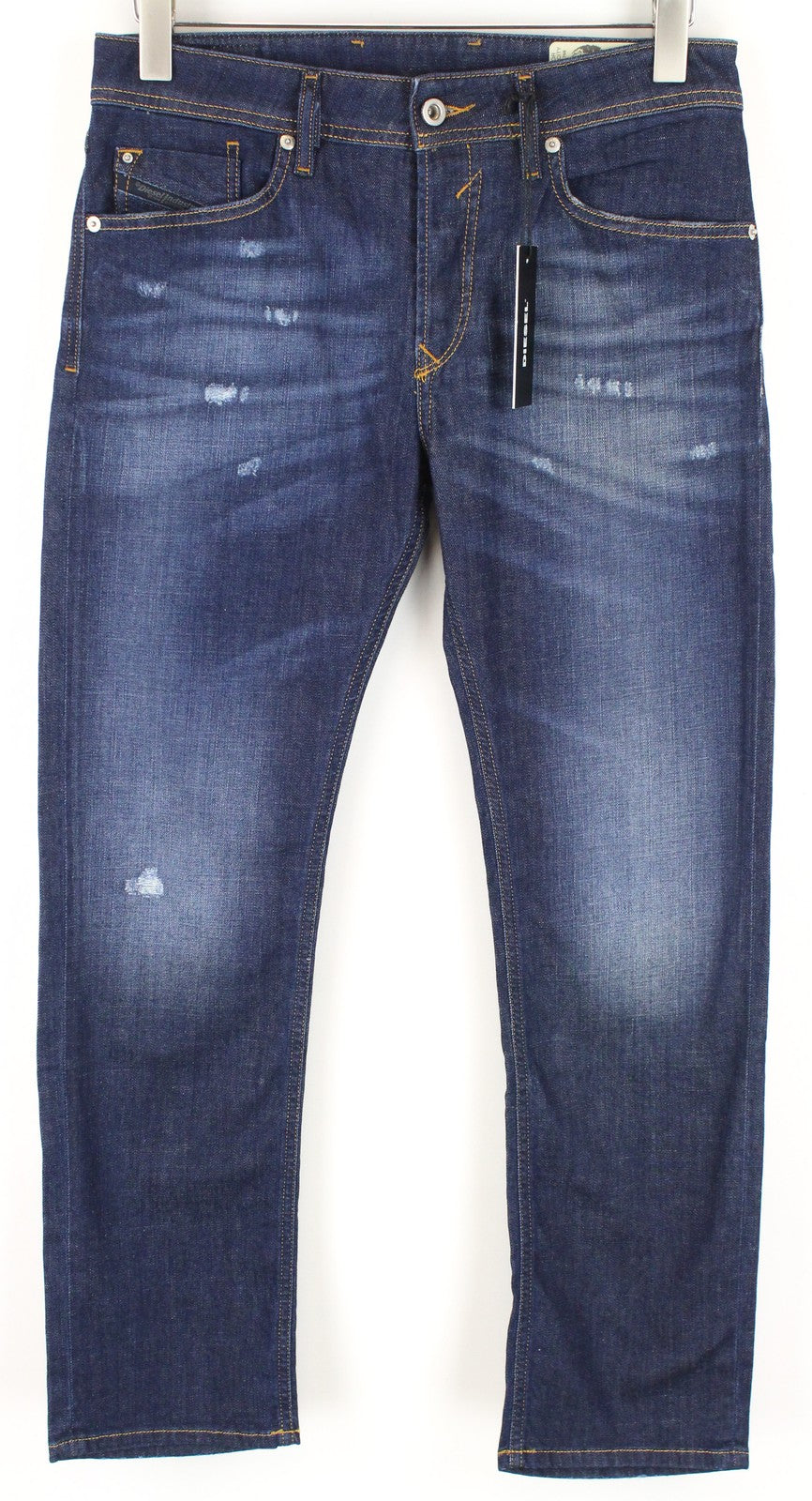 DIESEL Waykee R7NA8 Men's Jeans W29 L30 Straight Fit Blue Washed Cotton Denim