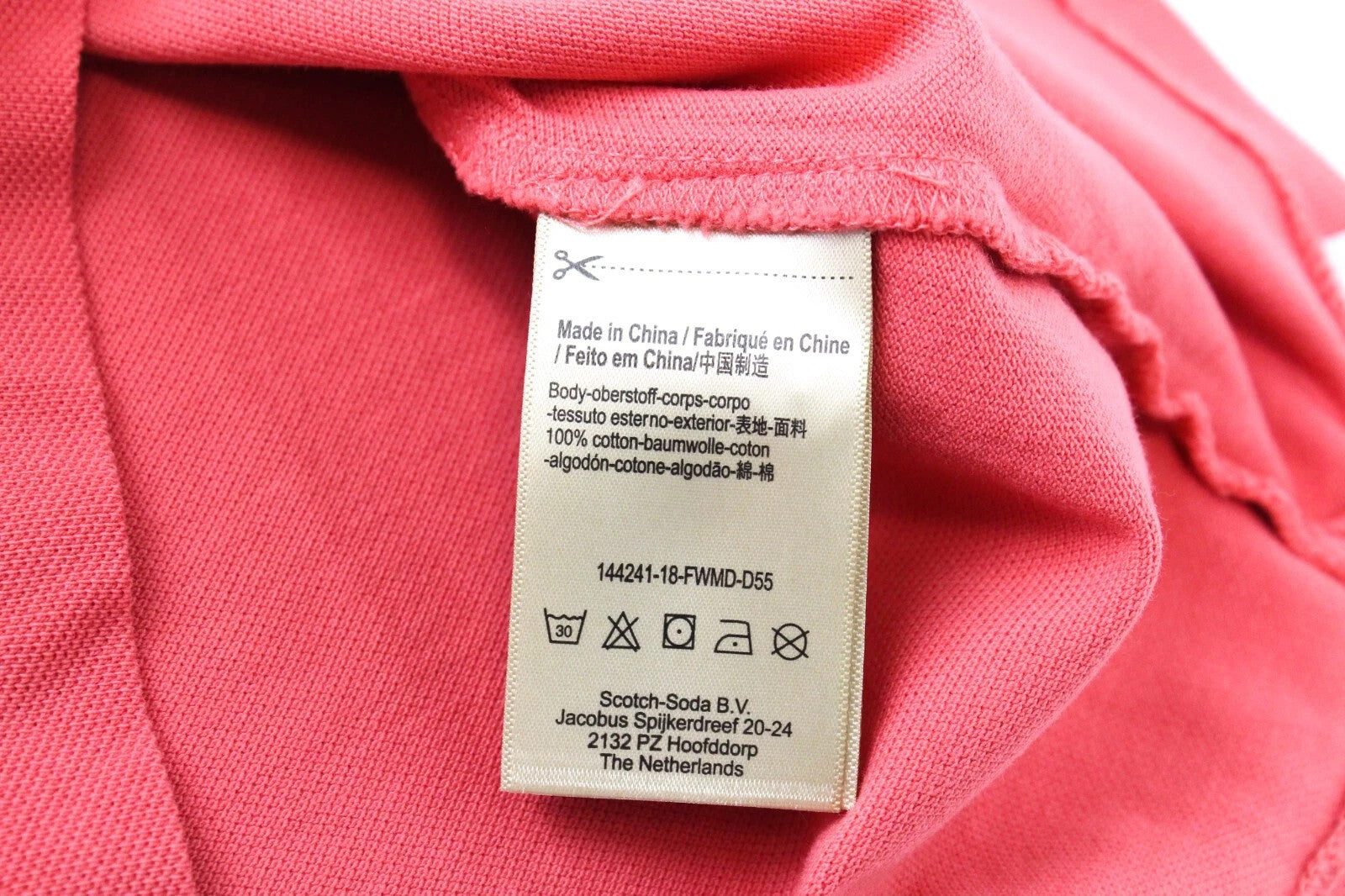 SCOTCH & SODA Ams Blauw Men`s T-Shirt S Casual Pink Cotton Short Sleeve Polo